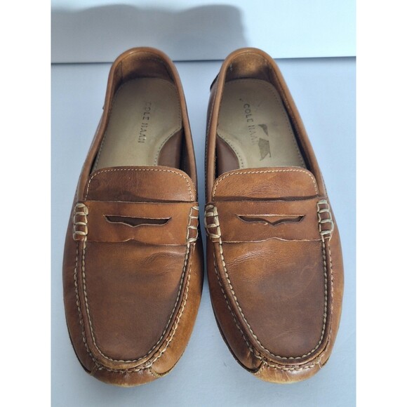 Cole Haan Grant Canoe Leather Penny Loafers Driving Shoes Men 10.5M Brown Casual - Picture 2 of 11
